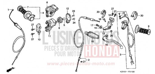 LEVIER DE GUIDON/COMMUTATEUR CABLE CR125RW de 1998